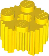 Yellow Brick, Round 2 x 2 with Axle Hole and Grille / Fluted Profile