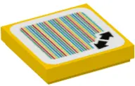 Yellow Tile 2 x 2 with Super Mario Scanner Code Double Arrows Pattern (Sticker) - Set 71383