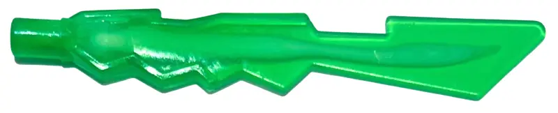 Trans-Green Minifigure, Weapon Sword Blade with Jagged Edges and Bar End with Marbled White Pattern