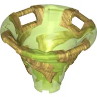 Trans-Bright Green Tornado of Spinjitzu with Bar Handles on Top Edge with Molded Pearl Gold Spiral P