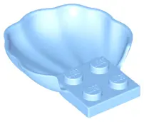 Bright Light Blue Clam / Scallop Shell with 4 Studs