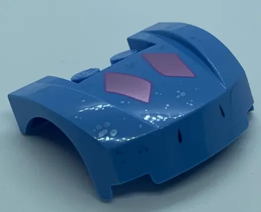 Medium Blue Vehicle, Mudguard 3 x 4 x 1 2/3 Curved Front with Metallic Light Blue Spots and Metallic