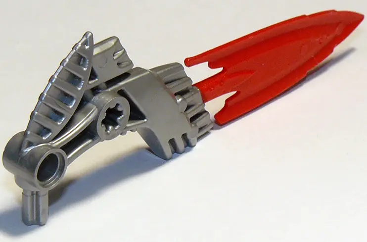 Flat Silver Hero Factory Weapon, Fire Shooter with Molded Flexible Rubber Red Blade Pattern