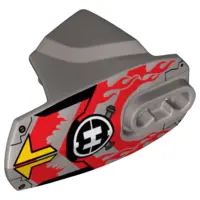 Flat Silver Hero Factory Armor with Ball Joint Socket - Size 5 with Yellow Arrows, Red Flames, and H
