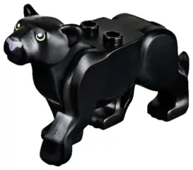 Black Cat, Large (Panther) with Lime Eyes and Dark Bluish Gray Nose Pattern
