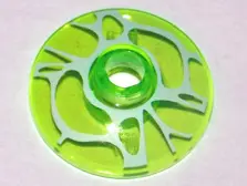 Trans-Bright Green Dish 2 x 2 Inverted (Radar) with White Spider Web Pattern