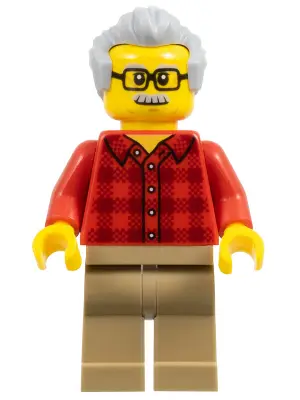 Grandfather - Red Plaid Flannel Shirt, Dark Tan Legs, Light Bluish Gray Hair