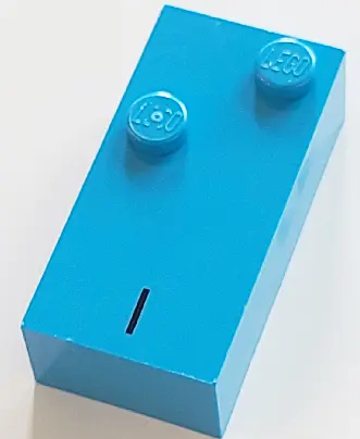 Dark Azure Brick, Braille 2 x 4 with 2 Studs with Black Capital Letter I Pattern (dots-24 ⠊) (French