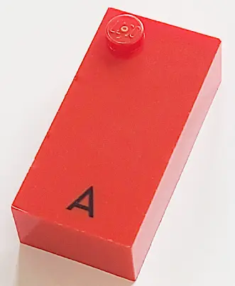 Red Brick, Braille 2 x 4 with 1 Stud with Black Capital Letter A Pattern (dots-1 ⠁) (French with Ant
