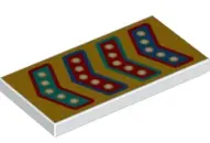 White Tile 2 x 4 with Red, Blue, and Dark Turquoise Arrows on Bright Light Orange Background Pattern