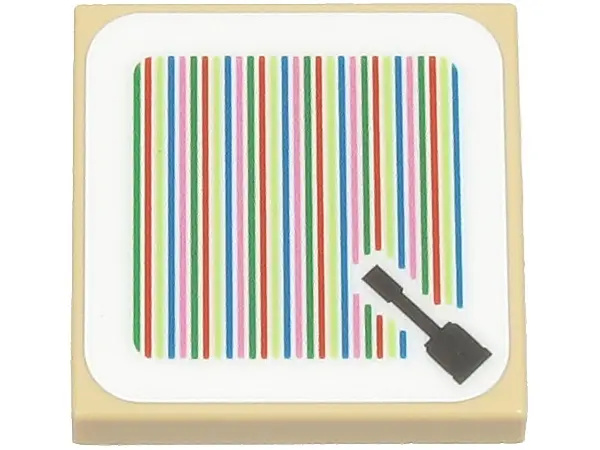 Tan Tile 2 x 2 with Super Mario Scanner Code Kamek’s Broom / Broomstick Pattern (Sticker) - Sets 713