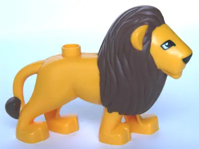 Bright Light Orange Duplo Lion Adult Male with Eyes Squared Pattern