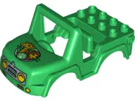 Green Duplo Car Body Off Road with Headlights, Giraffe, and Paw Print Pattern
