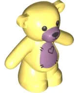 Bright Light Yellow Teddy Bear with Black Eyes, Metallic Pink Muzzle and Stomach, Black Stitches and