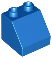 Blue Duplo, Brick 2 x 2 x 1 1/2 Slope 45