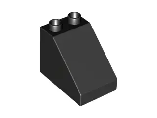 Black Duplo, Brick 3 x 2 x 2 Slope