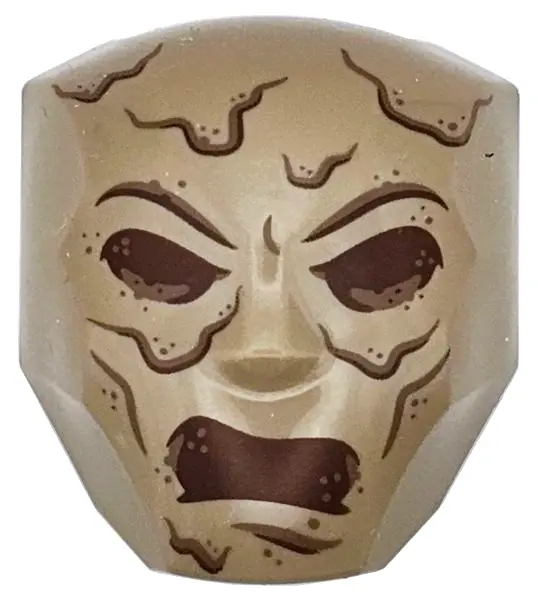 Dark Tan Large Figure Face with Brow and Nose Detail, 2 x 2 Round Brick Attachment with Reddish Brow