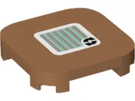 Medium Nougat Tile, Modified 4 x 4 with Rounded Corners and 4 Feet with Super Mario Scanner Code 2 A
