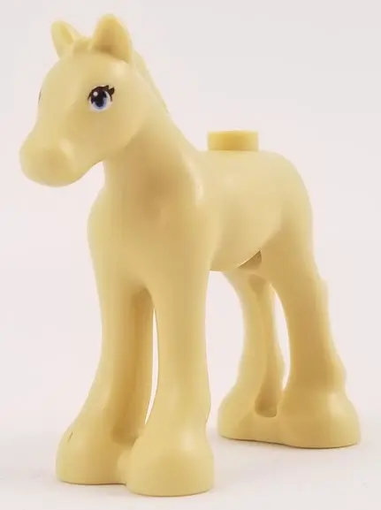 Tan Horse, Friends Style, Baby Foal with Bright Light Blue and White Eyes and Black Double Eyelashes