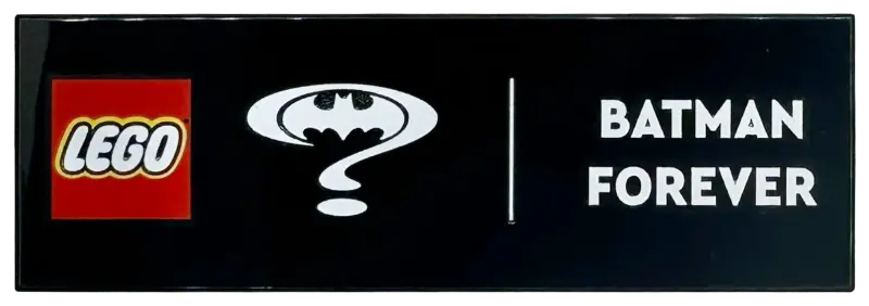 Tile 2 x 6 with LEGO Logo, White Bat in Question Mark and 'BATMAN FOREVER' Pattern