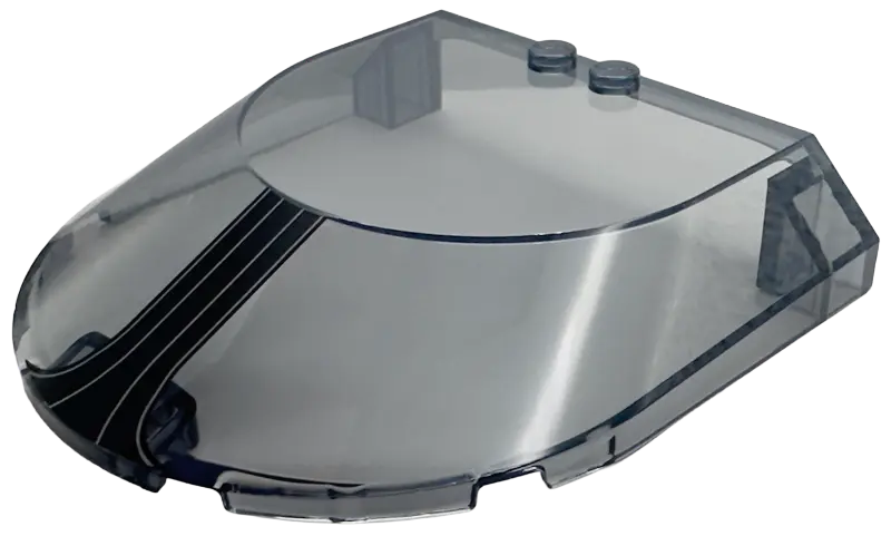 Windscreen 8 x 8 x 1 1/3 Curved with Black Window Frame and Thin Silver Lines Pattern