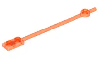 Trans-Neon Orange Bar  12L with 1 x 2 Plate End Hollow Studs and 1 x 1 Round Plate End
