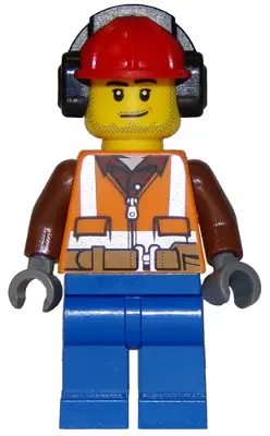Forester - Male, Orange Safety Vest, Reflective Stripes, Reddish Brown Shirt, Blue Legs, Red Constru