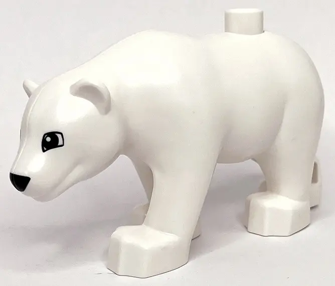 White Duplo Bear Adult with Black Eyes and Nose Pattern