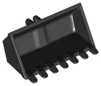 Black Vehicle, Digger Bucket 7 Teeth 3 x 6, Rise Inside with Locking 2 Finger Hinge