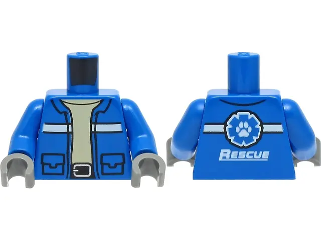 Blue Torso Jacket with Pockets, White Stripes and Silver Belt Buckle and Wildlife Rescue Logo with P