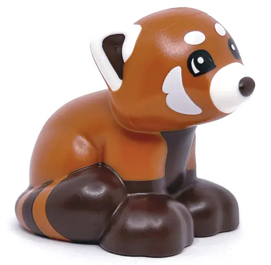 Dark Orange Duplo Red Panda / Fox with Dark Brown Feet, Black Eyes, and White Ears, Muzzle, and Spot