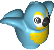 Medium Azure Duplo Bird with Yellow Chest Feathers, Black Beak Pattern