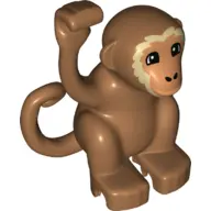 Medium Nougat Duplo Monkey, Curled Tail Turned to Side with Nougat Face and Tan Hair Pattern