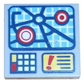 Light Bluish Gray Tile 2 x 2 with Street Map Screen, Buttons, Red Exclamation Mark on Yellow Rectang