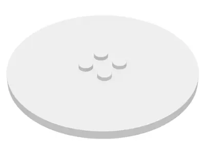 White Tile, Round 8 x 8 with 4 Studs in Center