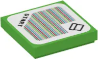 Bright Green Tile 2 x 2 with Super Mario Scanner Code Pipe and 'START', Square Corner Pattern (Stick