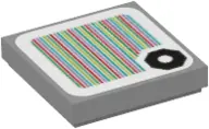 Light Bluish Gray Tile 2 x 2 with Super Mario Scanner Code Octagon with Circle Cutout Pattern (Stick