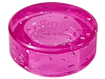 Glitter Trans-Dark Pink Tile, Round 1 x 1