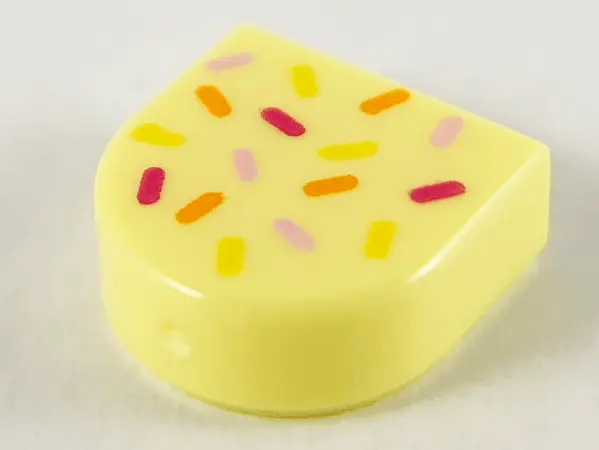 Bright Light Yellow Tile, Round 1 x 1 Half Circle Extended with Bright Pink, Magenta, Orange and Yel