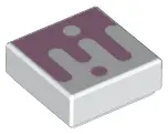 White Tile 1 x 1 with Bright Pink Splotch and Dot Pattern