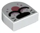 White Tile, Round 1 x 1 Half Circle Extended with Black Nose, Whiskers, and Closed Mouth with Coral 