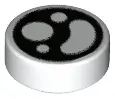 White Tile, Round 1 x 1 with Circles and Bean on Black Background Pattern