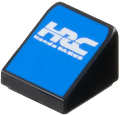 Black Slope 30 1 x 1 x 2/3 with White Stylized 'HRC' and 'Honda RACING' on Blue Background Pattern