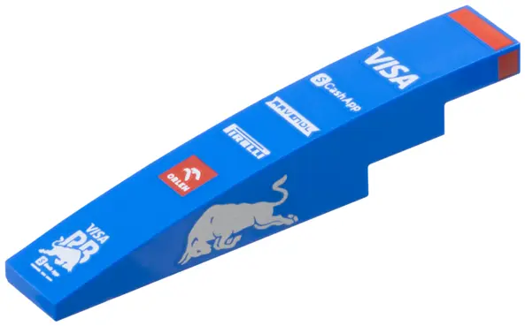 Blue Slope, Curved 6 x 1 with Red Stripe, White 'VISA', 'CashApp', 'RAVENOL', 'PIRELLI', 'ORLEN' and