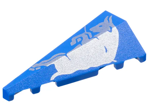Blue Wedge 5 x 2 Left with Silver Bull Pattern
