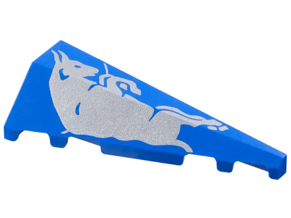 Blue Wedge 5 x 2 Right with Silver Bull Pattern
