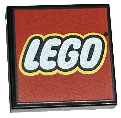 Black Tile 2 x 2 with Modern LEGO Logo Large Pattern