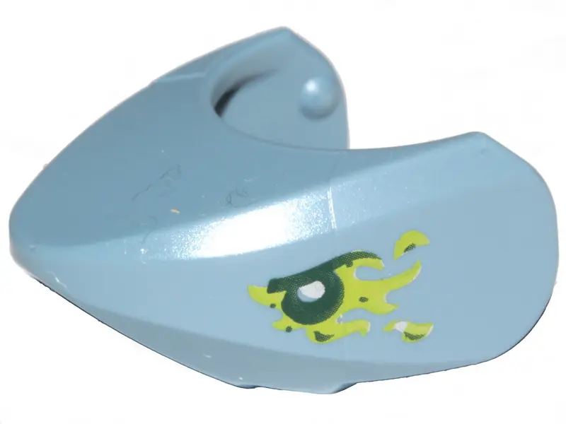 Sand Blue Shark Head with Rounded Nose with Black Eyes, Silver Pupils and Lime Slime Pattern