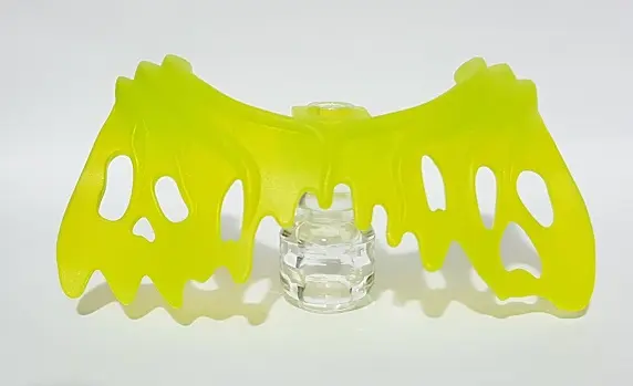 Trans-Neon Green Minifigure Wings Webbed Slime with Neck Bracket