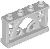Light Bluish Gray Fence 1 x 4 x 2 Ornamental with 4 Studs